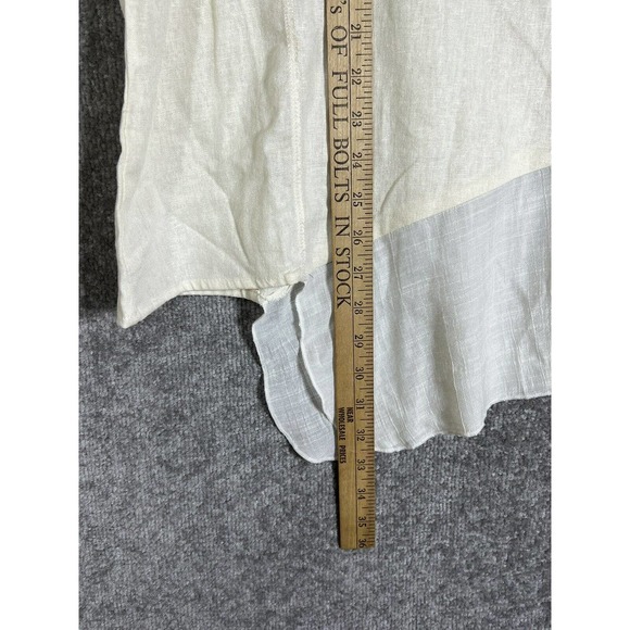Melissa Paige Linen Blend Asymmetrical Oversize Short Sleeve Top Medium Cream - Picture 15 of 15
